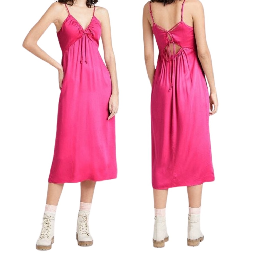 wild fable Hot Pink Midi Slip Dress